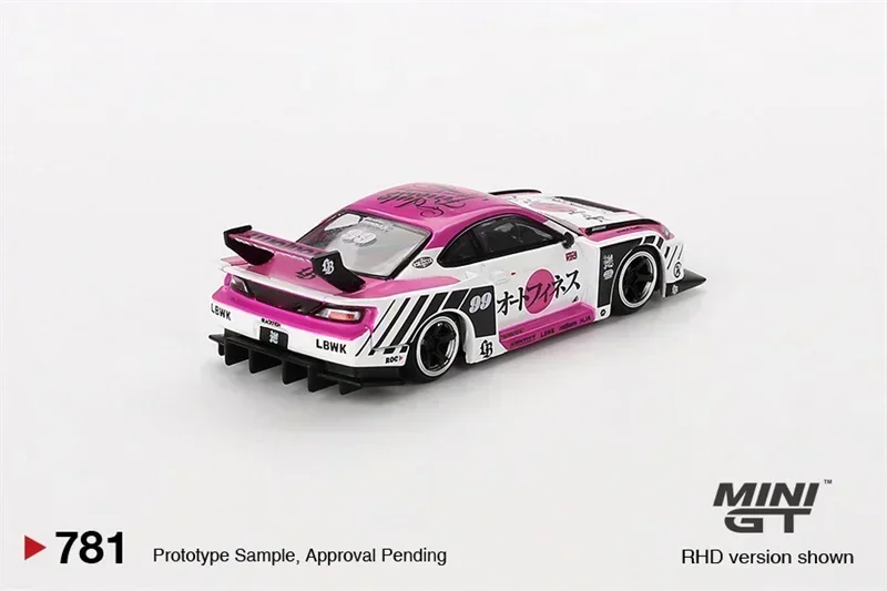 MINI GT 1:64 blister box LB-Super Silhouette S15 SILVIA Auto Finesse SEMA 2023 Pink RHD Diecast Collector's Vehicle Model Car