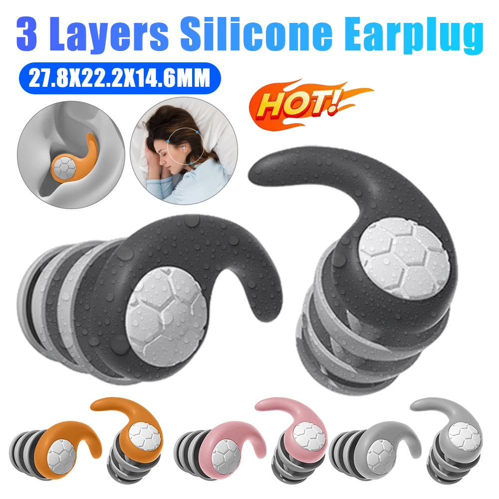 Silicone Sleeping Earplugs 3 Layer Swimming Ear Plugs Soundproof Lightweight  Earplug Canceling Noise Reduction For Travel Home