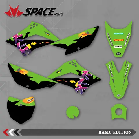 SPACE MOTO 그래픽 배경 데칼 스티커 오토바이 카와사키 10-20 KLX110용