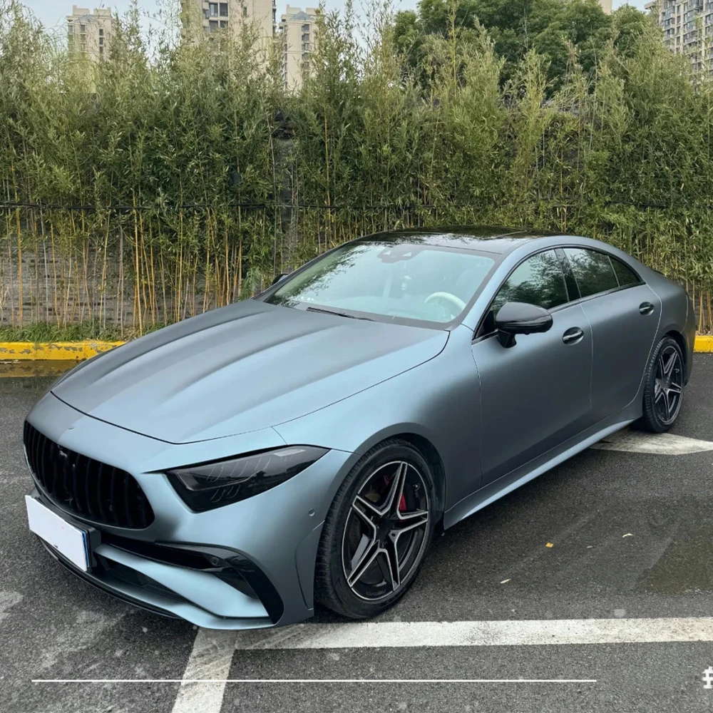With Air Release Car Wrapping Foil 1.52*18M PET Liner Ultra Matte Metallic Blue Grey Car Vinyl Wrap Film