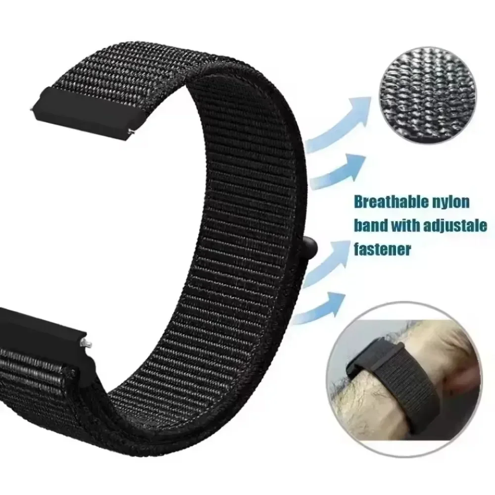Nylon Loop 20mm 22mm Strap For Huawei Watch 5 GT7/6/5/4 GT7/6/5 Pro 46mm Lightweight Wristband For Amazfit Active Max/Bip 6-Max