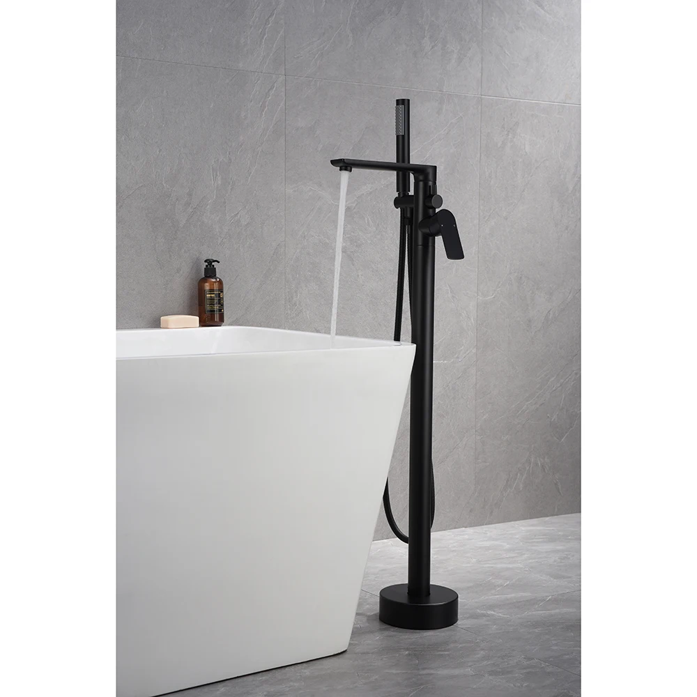 

YYHC-Round Freestanding Taps Solid Brass Hot and Cold Bathtub Water Faucet with Hand Shower