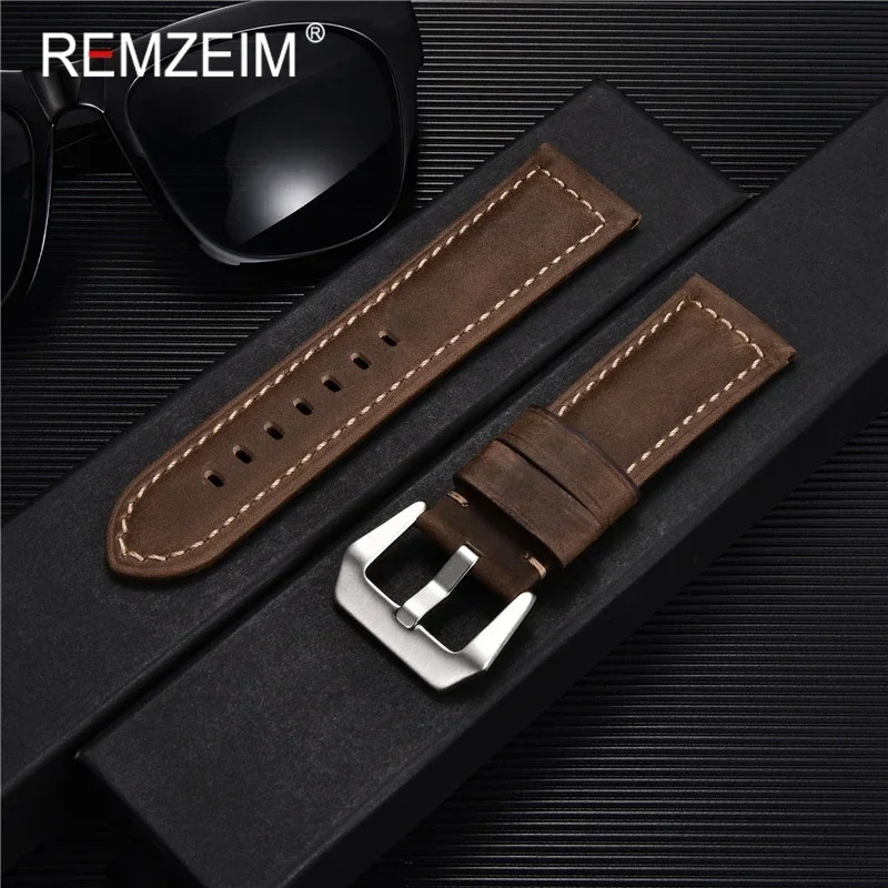 Vintage Crazy Horse Design Rindsleder Armband 20 22 24 26 mm Herren Casual Armbanduhr Armband Universal Uhrenzubehör