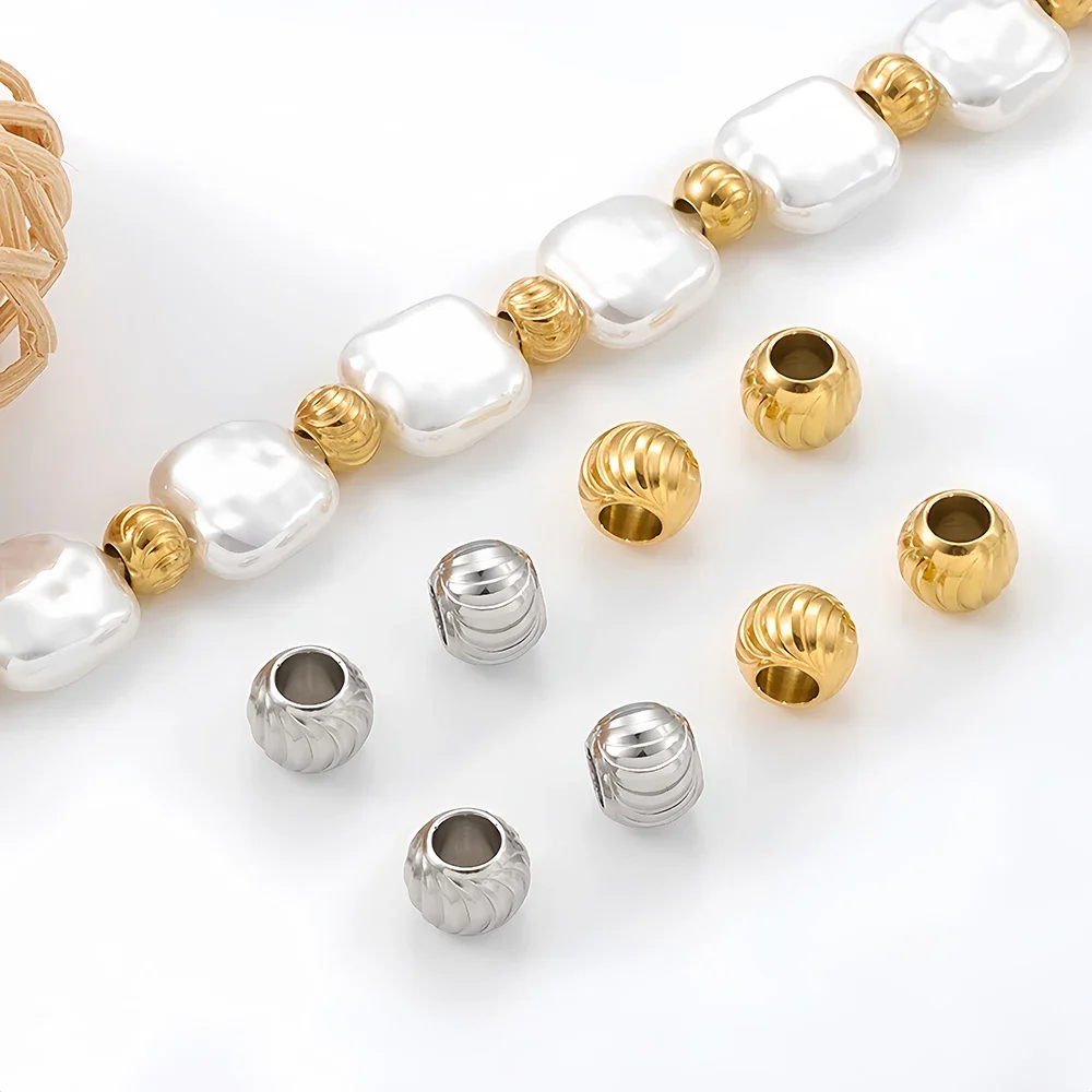 1/5pcs 3-4mm Stainless Steel Spacer Beads Charm Gold Color Loose Bead for DIY Bracelets Necklace Beads Jewelry Making Charms