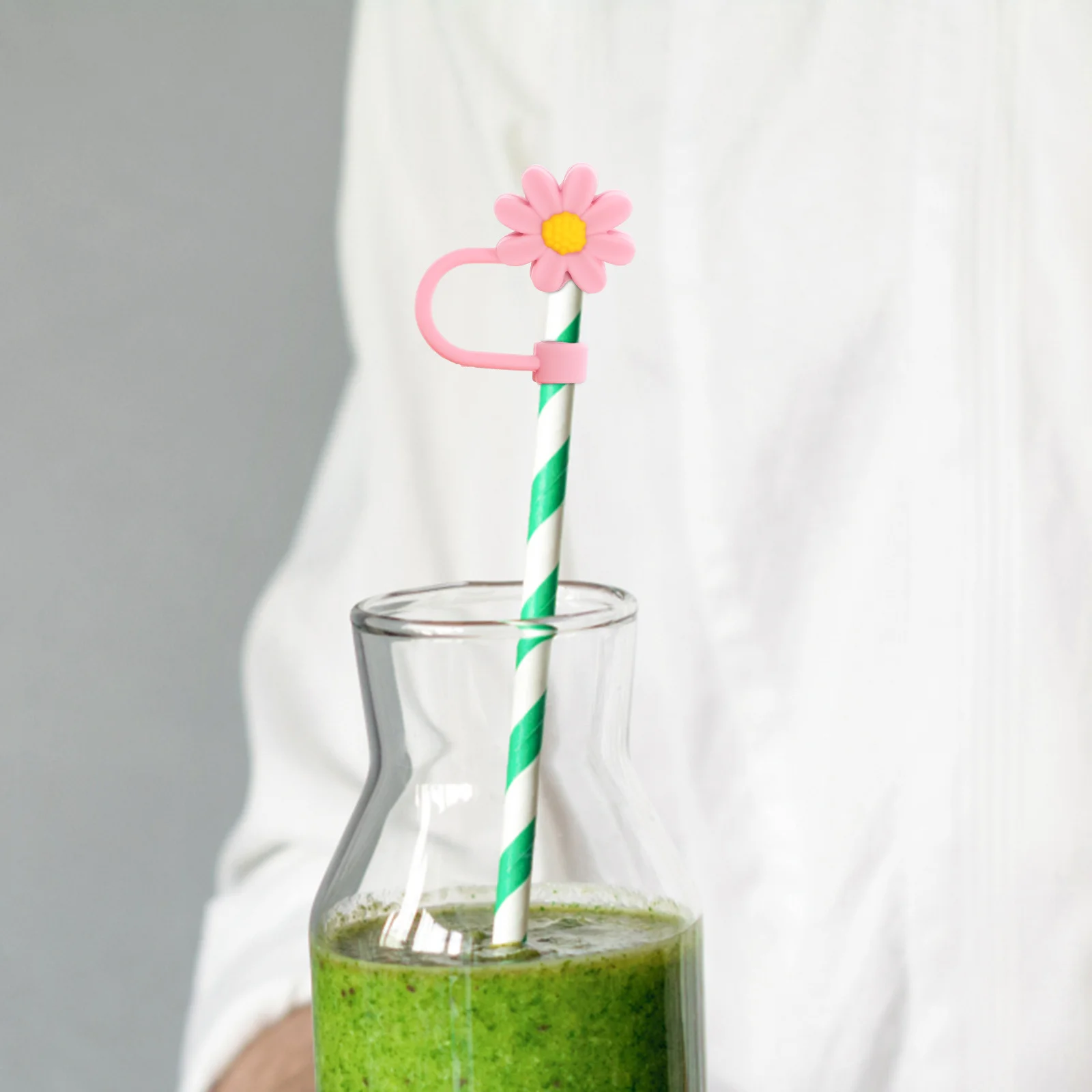 

4Pcs Reusable Silicone Straw Covers Cap Protective Tips Sturdy Long-Lasting Portable Compact for Straws Drinkware Travel Use