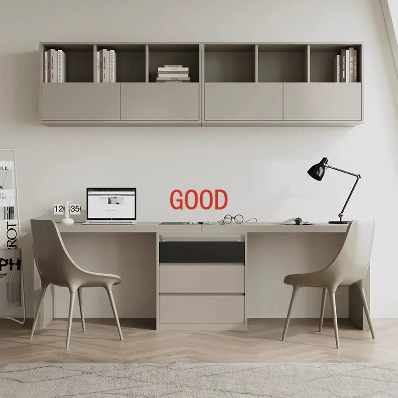 

Современный минималистичный стол, рабочий стол на двух человек, книжная полка, стол для компьютерных игр, шкаф-ведро, место для хранения вещей.