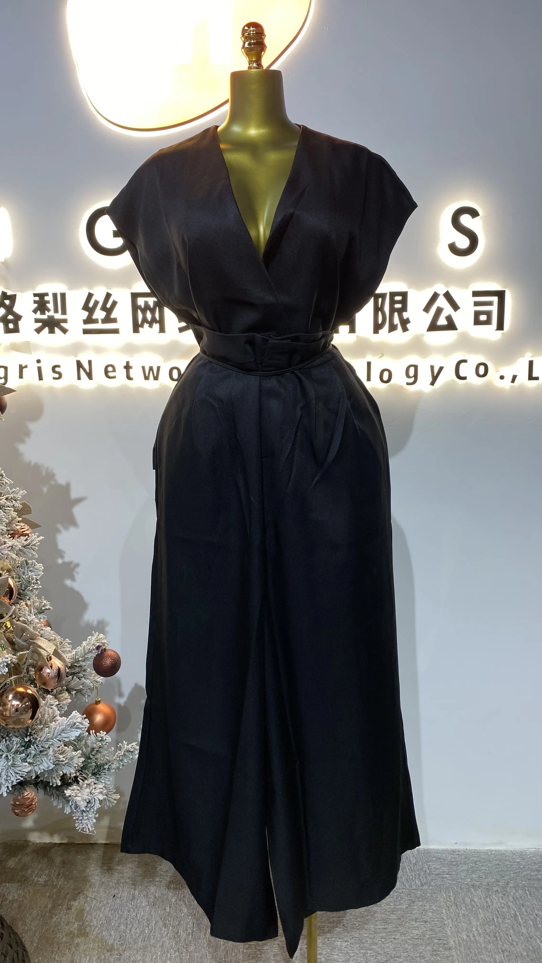 2025 High Quality Women's Clothing Female Elegant Temperament Short Sleeve Single Chest High Waist Dress-GZMM281