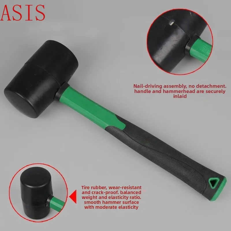 Non-Marring Rubber Mallet Hammer with Fiberglass Handle for Tile Installation & Floor Work