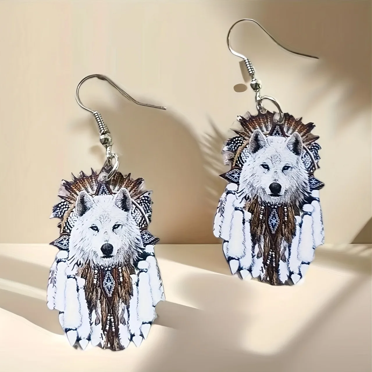 Nuevos Accesorios para las Orejas de Lobo Blanco 2D de Acrílico, Estilo Retro Elegante, Rey Lobo de Halloween