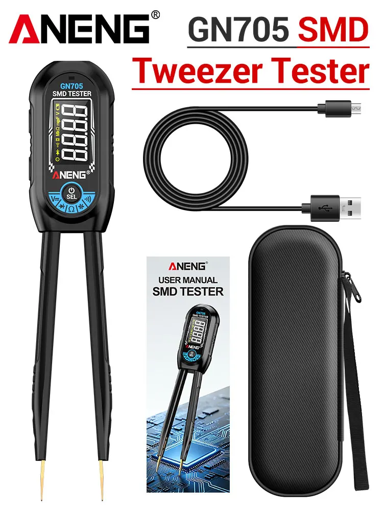 ANENG GN705 SMD Pincet LCR Tester 6000 Counts Weerstand Capaciteit Inductie Diode Oplaadbaar Elektricien Reparatiegereedschap