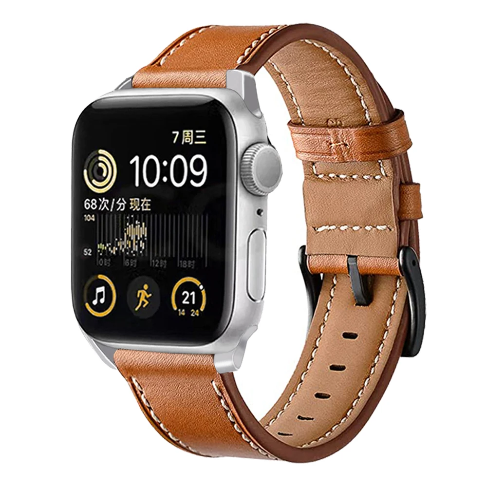 애플 워치 밴드용 가죽 시계 스트랩, 스포츠 팔찌, 아이워치 시리즈 울트라 9-8-7-6-5-4-3-SE, 44mm, 49mm, 45mm, 42mm, 40mm, 41mm, 38mm