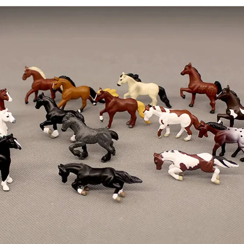 Miniature Decor 3pcs/set Farm Animal Horse Model Hanoverian Appaloosa Lusitano Black White Steed Action Figure Toys Fairy Garden