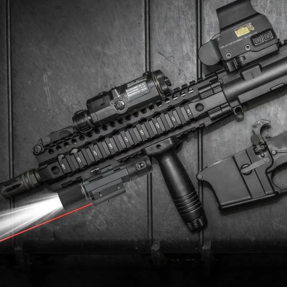 戦術用LED懐中電灯 800ルーメン レーザー レッドグリーンサイト ガンライト アクセサリー アウトドアハンティング用 圧力スイッチ付属