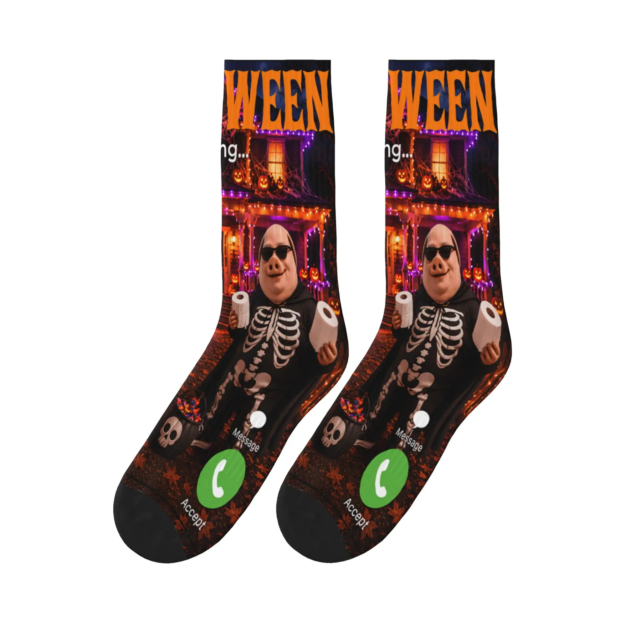 John Pork Meme Halloween Calling House Tour Party Tung Sahur Stockings Men Socks Soft Trendy Socks Winter Outdoor Anti Socks