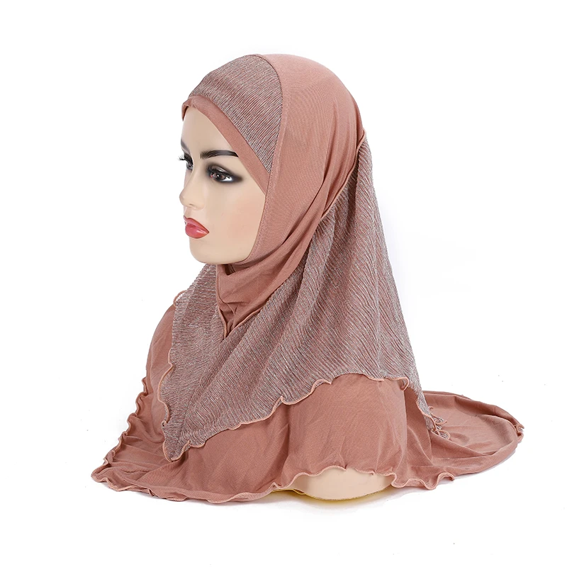 H076 Teenage girls medium size 65*60cm pray hijab muslim hijab scarf islamic headscarf hat amira pull on headwrap