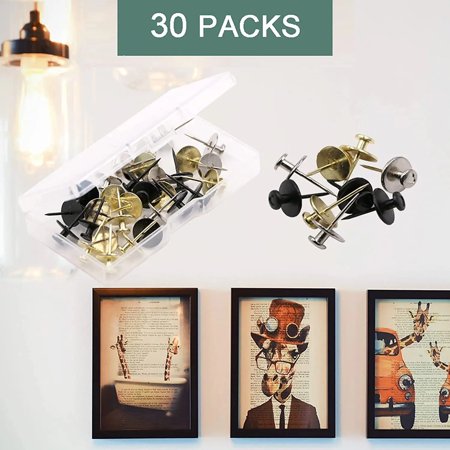 30 Pack Small Nails for Picture Hanging Double-Headed Picture Hangers Nails Wall Nails for Hanging Pictures