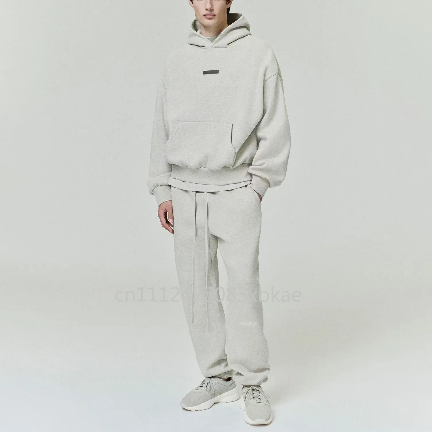 SS25 Double Line Vintage Hoodies Sets Men's Metallic Texture Letter Logo Pants Sets Luxury Design Men's Oversized Street Sets