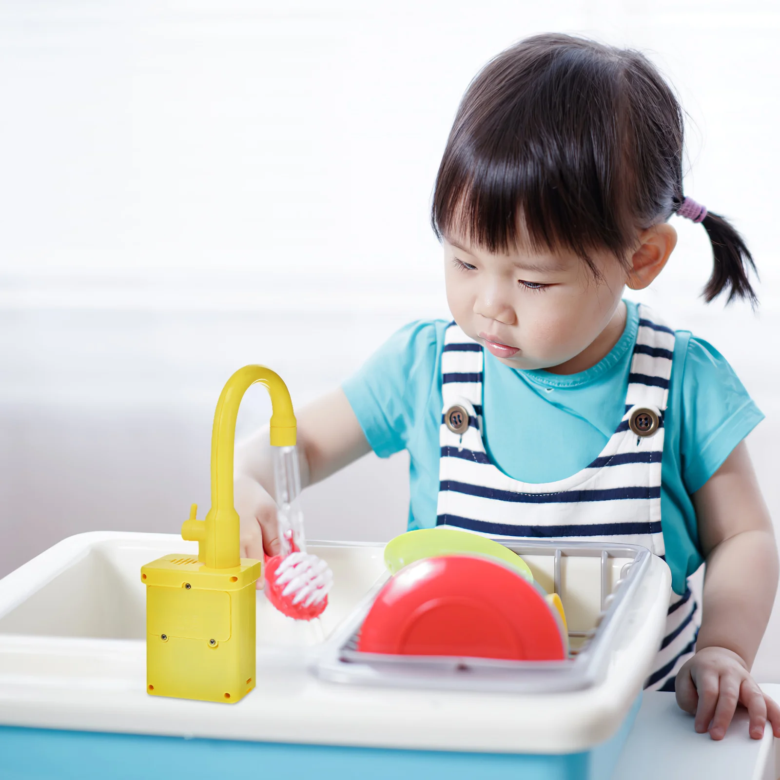 子供用の人工蛇口,浴槽,キッチンシンク,女の子と子供用の黄色いスライド式プラスチック