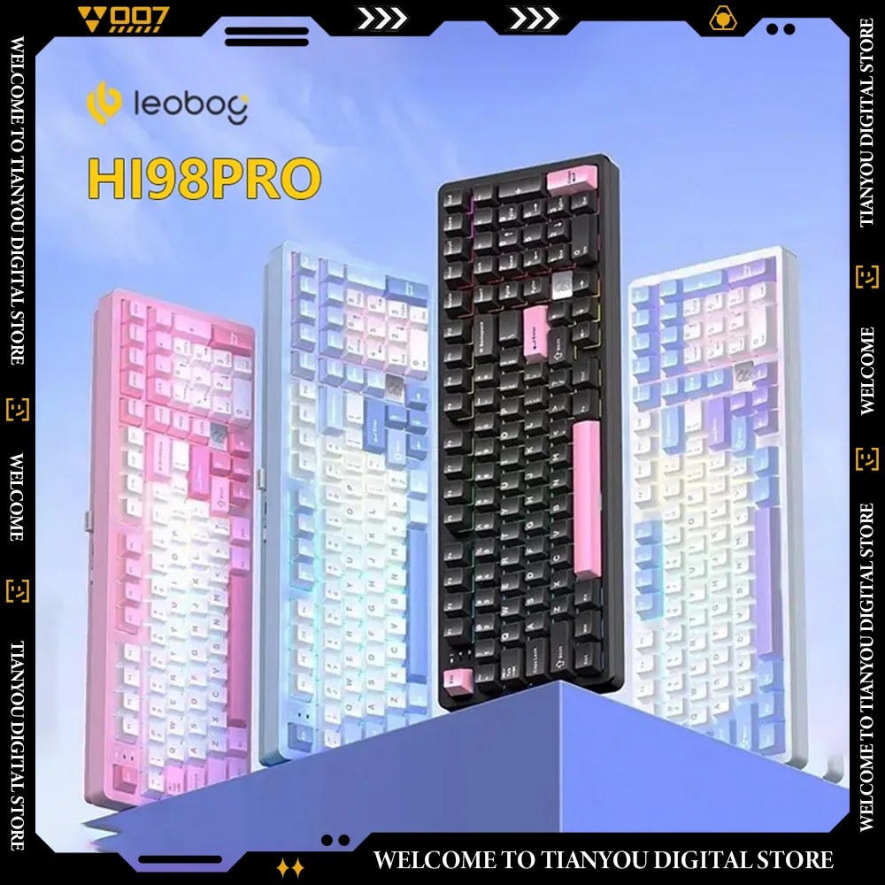 Leobog Hi98Pro Mechanical Keyboard Hot Swap Aluminium Alloy Gasket Gaming E-sports Keyboard  Customized Three Mode 2.4G Wireless