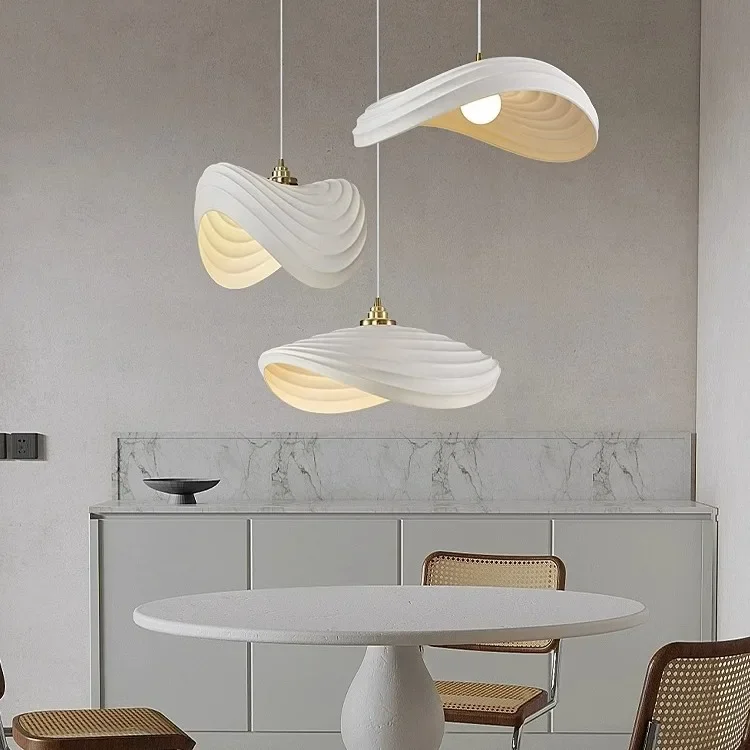 Nordic Minimalist Wabi Sabi LED Pendant Dining Room Study Room Home Decor Bar Staircase Light Cream Style