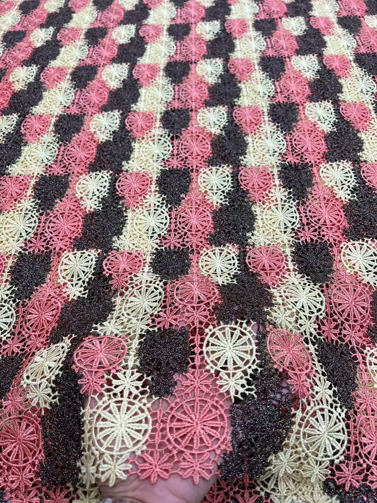 5 yards Soft African Guipure Lace High Quality Multicolored Couple Cord Lace Cupion Fabric for Ladies Gentlemen Dress