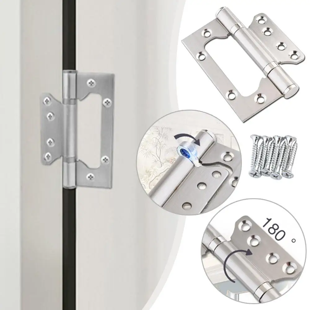 4 Inch Door Hinge Stainless Steel Flat Hinges Window Furniture Door Hinges Connector Wooden Box Cabinet Bookcase Hardware W1n2