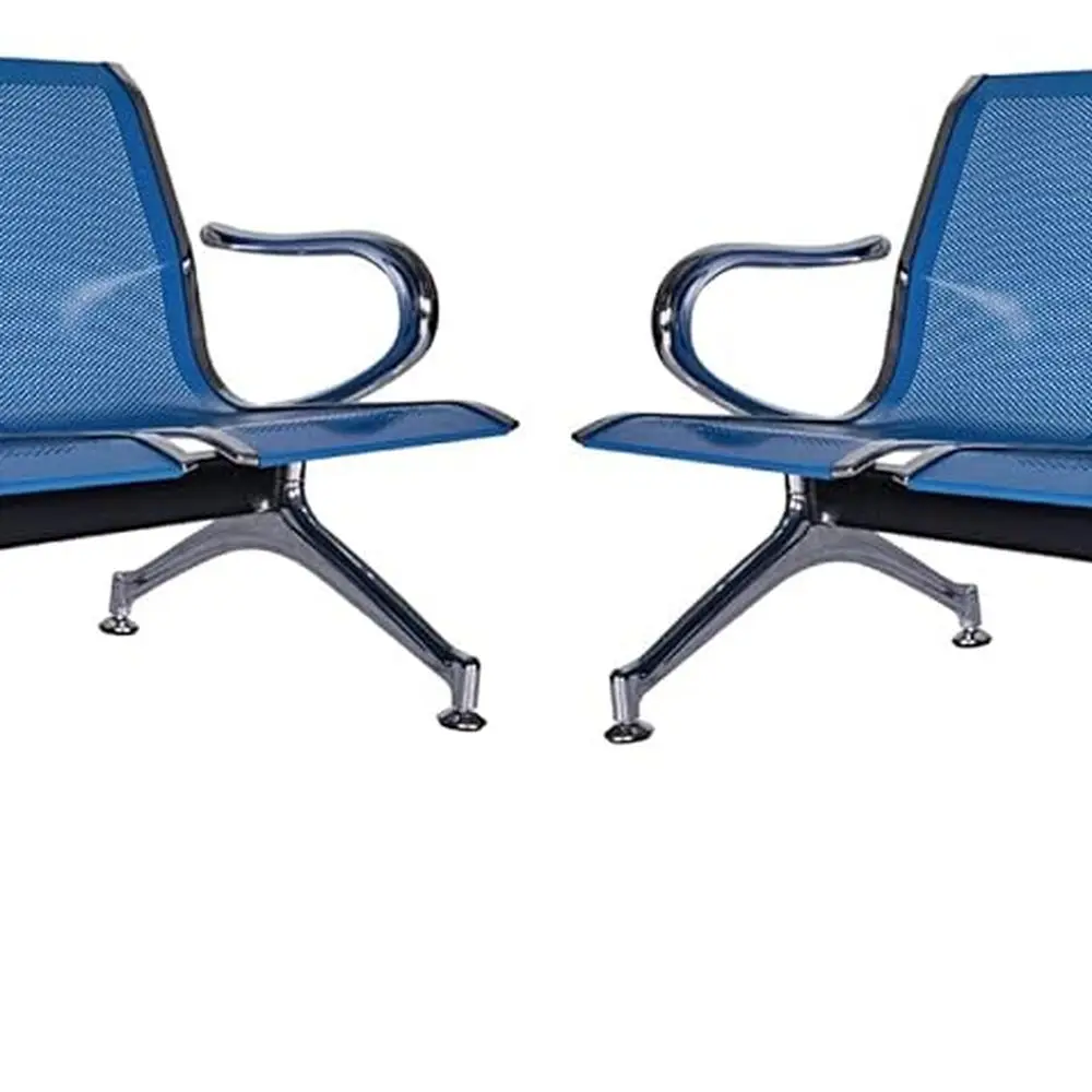 

Blue 3-Seat Waiting Area Bench with Arms for Airport, Hospital, and Business Lobby