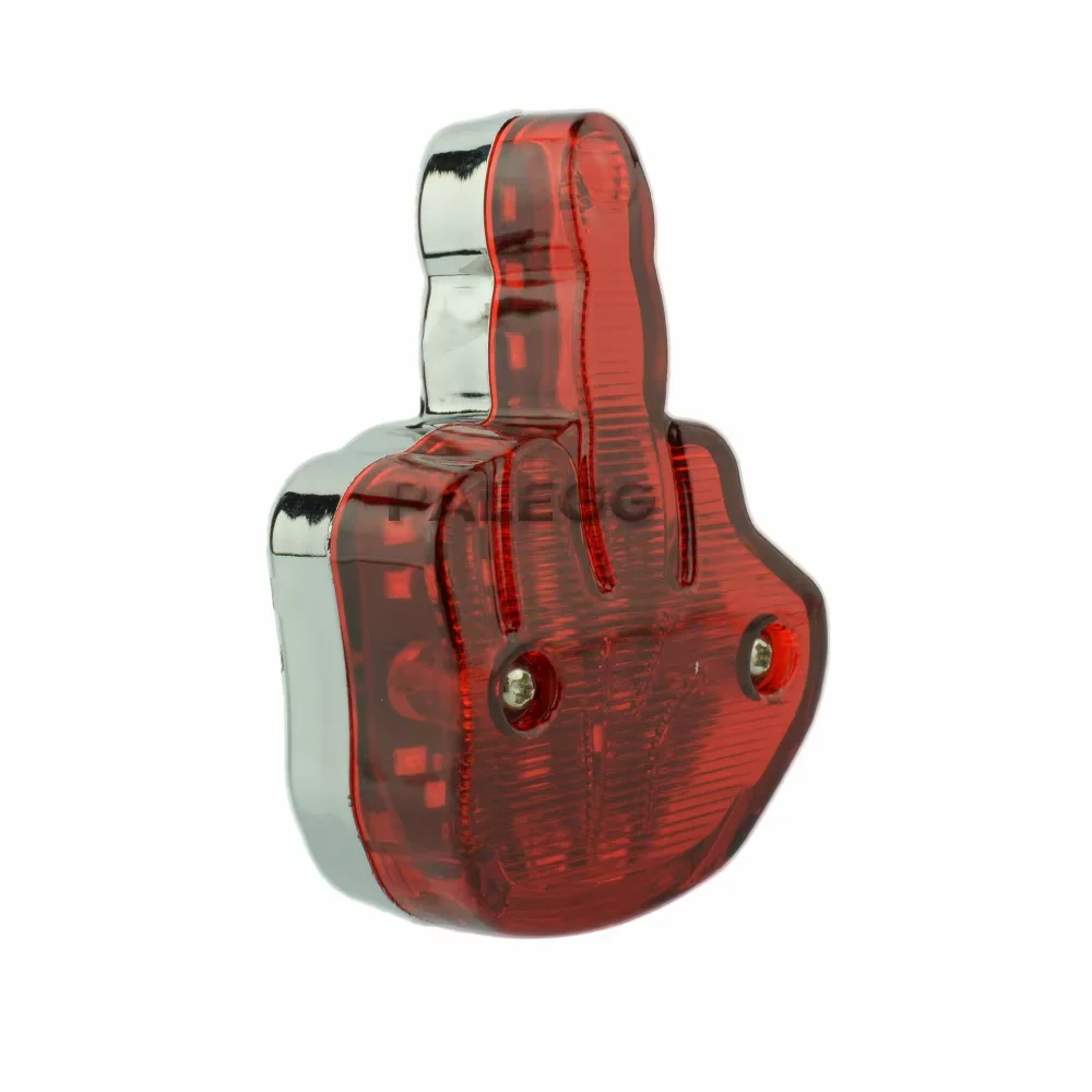 Universal Motorcycle LED Middle Finger Rear License Plate Stop Light Tail Lamp White Light For Harley Chopper Custom