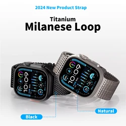 2026 New Natural Titanium Milanese Loop Band For Apple Watch bracelet11 10 9 8 7 6 5 Se 3 Iwatch Ultra 3 2 Strap parachute buck