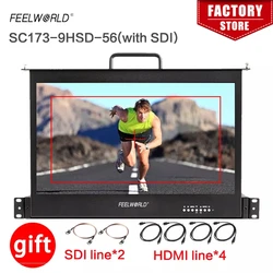 Feelworld 17.3 Inch 1RU Pull Out Rack Mount Monitor Full HD 1920x1080 SC173-HD-56 for Broadcast Director Monitor