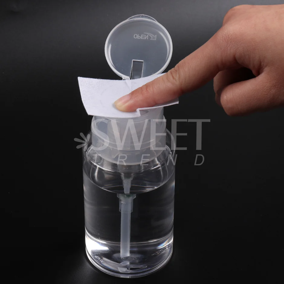 200ml Transparent Empty Press Pumping Bottle Plastic Reusable Nail Polish Remover Alcohol Liquid Dispenser Cleaner Tool Supplies