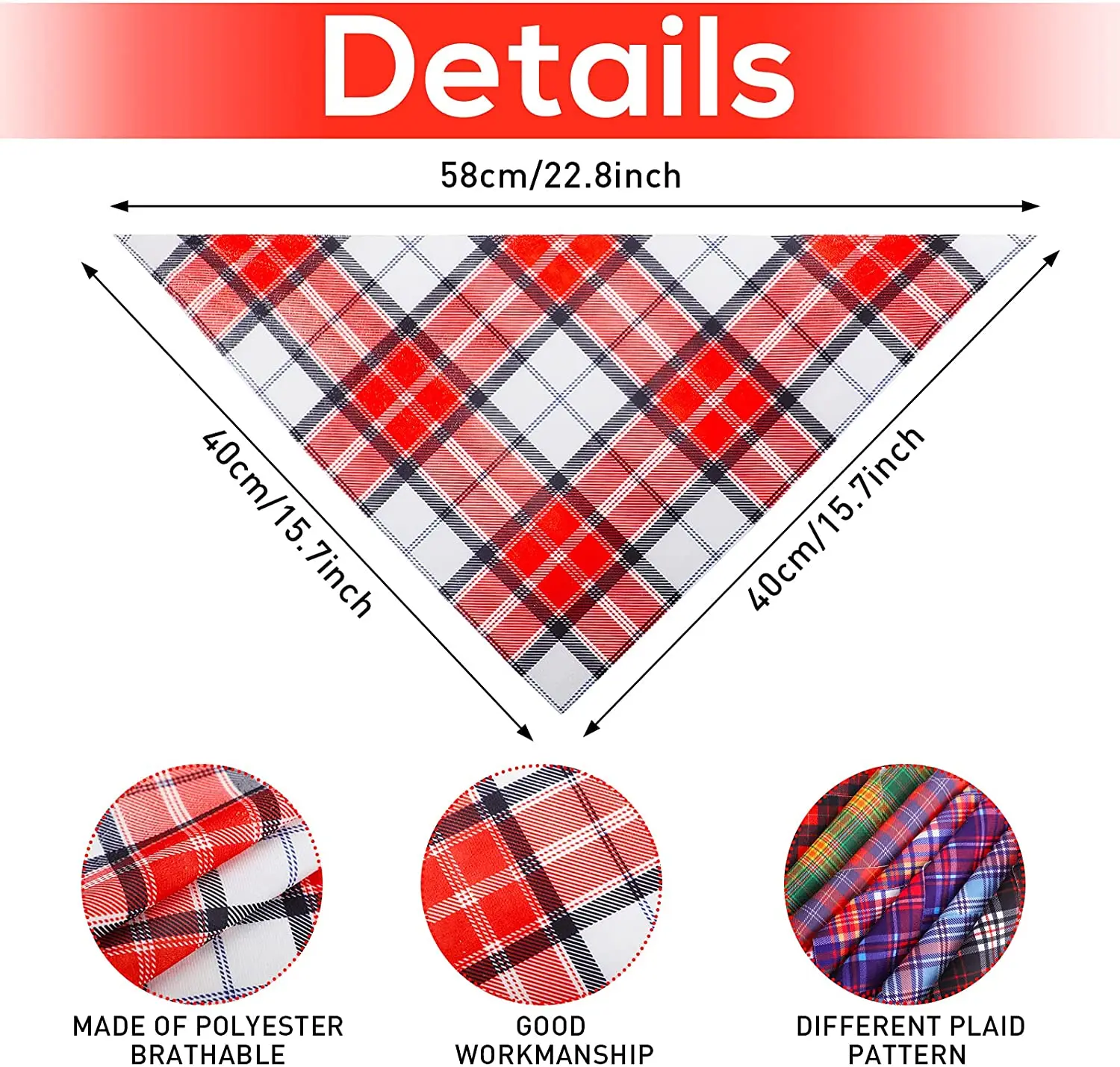 30 Pcs Dog Bandana Plaid Pet Bandana Dog Bib Scarf Adjustable Washable Dog Triangle Scarf For Small to Medium Dog Puppy Cat