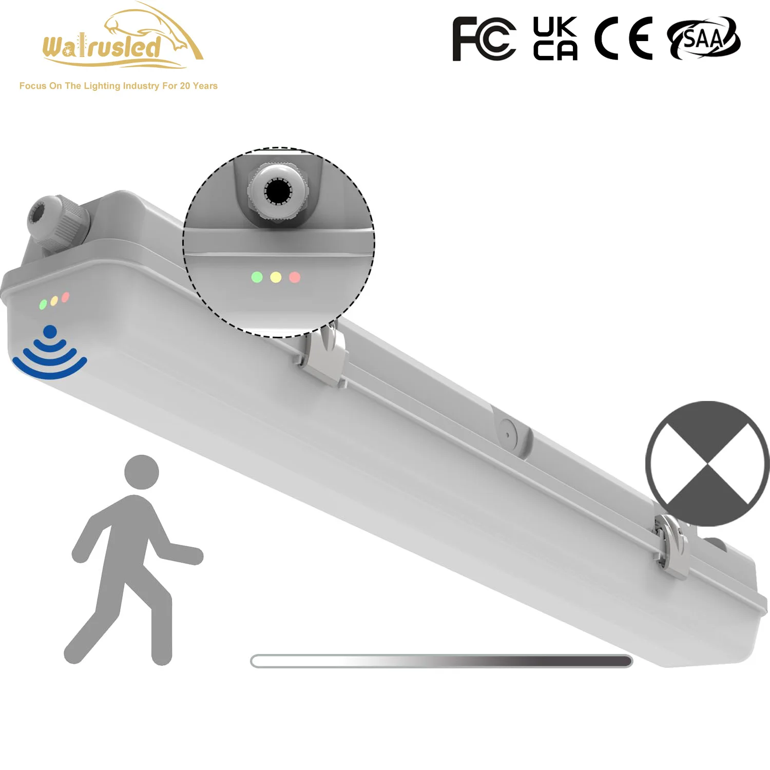 

Светодиодный водонепроницаемый аварийный светильник 2FT с аккумулятором, трехуровневым датчиком движения, IP65, 2500 лм, 5000K, с регулировкой яркости, для навеса для автомобиля, FCC