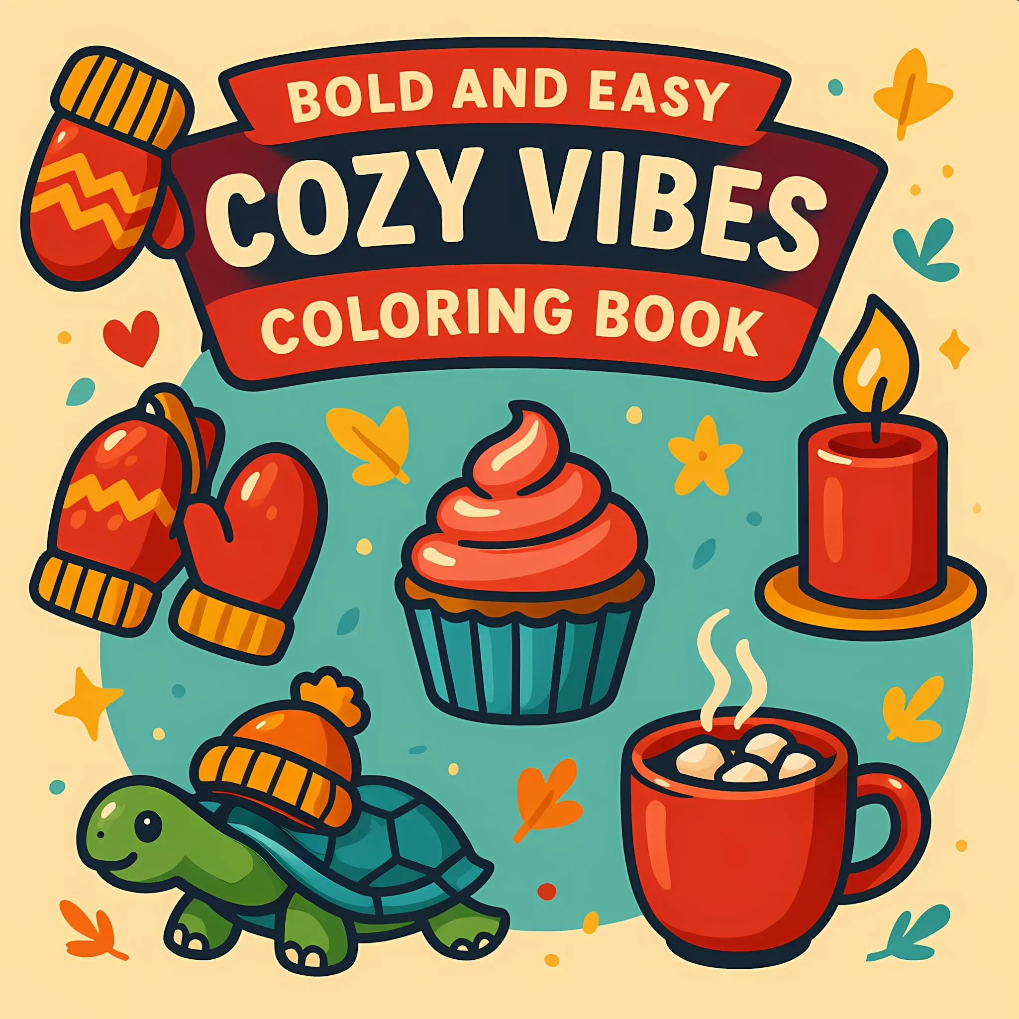 Easy Cozy Vibes Coloring Book for Adult Colouring Book, Birthday Day Gift, Back to School Supplies, Adults Cute Drawing Book