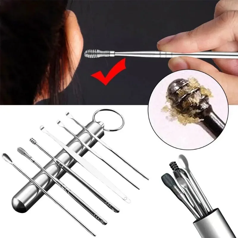 Ear Cleaner Set Earpick Ear Wax Remover Ear Spoon Curette Ear Cleaning Spiral Earpick Easy Earwax Removal Ear Cleaner Kit Gadget