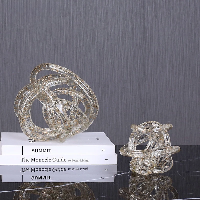 

Light luxury simple glass gold foil creative strip ball ornament fashionable modern living room model house home soft decoration