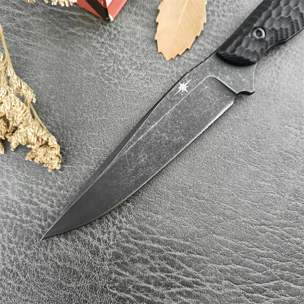 Outdoor TOOR Tactical Straight Fixed Knife D2 Black Stonewashed Blade G10 Handle with Kydex Sheath Self-defense Camping EDC Tool