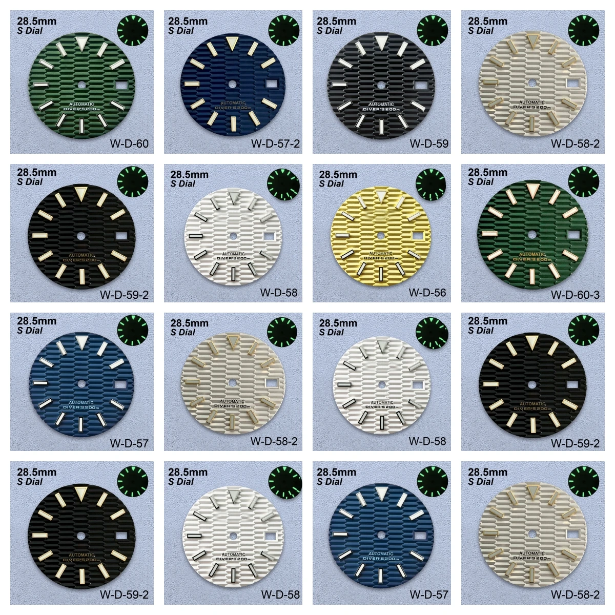 

28.5mm S Logo SKX007 Dial Fit NH35/NH36/4R Japanese Movement Green Luminous Slope High-Quality Dial Watch Modified Accessories