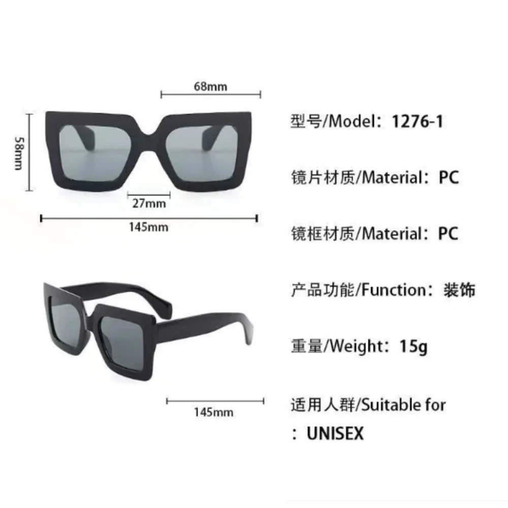 11 Square Thick Frame Men and Women with The Same Sunglasses, Retro Metal Chain Decoration Gradual Change Lenses Multi-color Frame Sunglasses, Holiday Parties, Daily Travel, Dating Shopping, Photo Clock in Trend Fashion Versatile Items