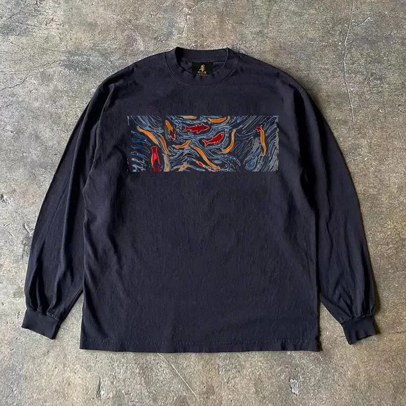Long Sleeve 310 Pure Cotton Men's T-Shirt Upward Hero Non-Light American Style Couple's T-Shirt Youth Loose Fit Printed Tee