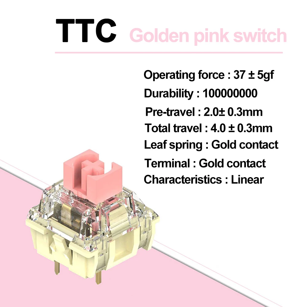 

New TTC Gold Pink V2 Switch 37g RGB Switches Keyboard Customize