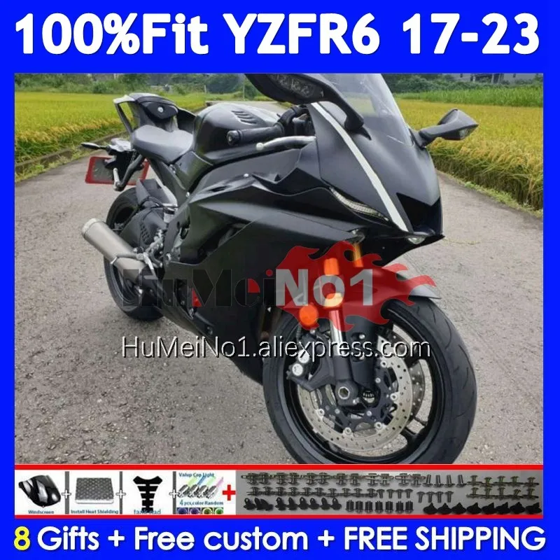 Body For YAMAHA YZF R6 YZF600 YZFR6 17 18 19 20 21 22 23 360No.104 YZF-R6 2017 2018 2019 2020 2021 2022 2023 Matte Black Fairing