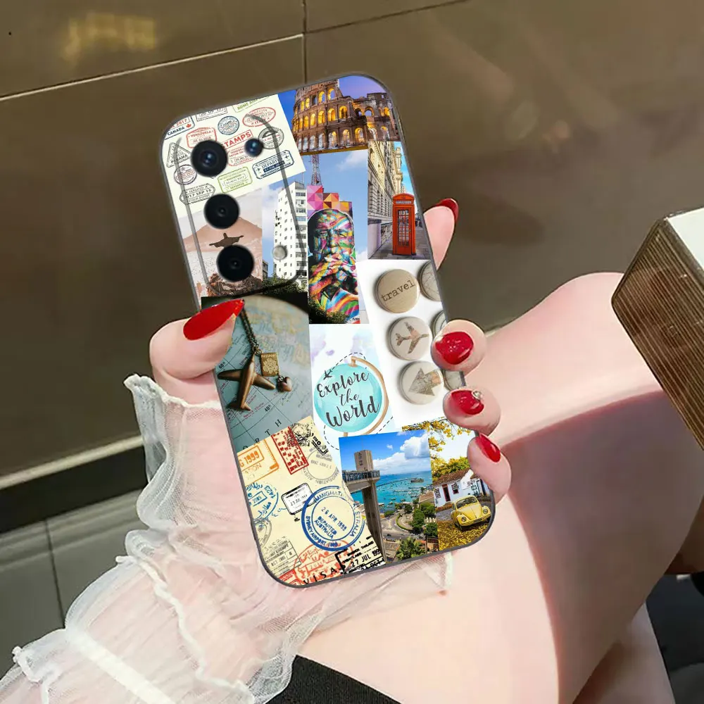 Reise Karte Flugzeug Flugzeug Telefon Fall Für OPPO A15 A16 A17 A31 A38 A54 A55 A57 A58 A60 A71 A73 A74 A76 A78 A92 A93 A94 A98 fall