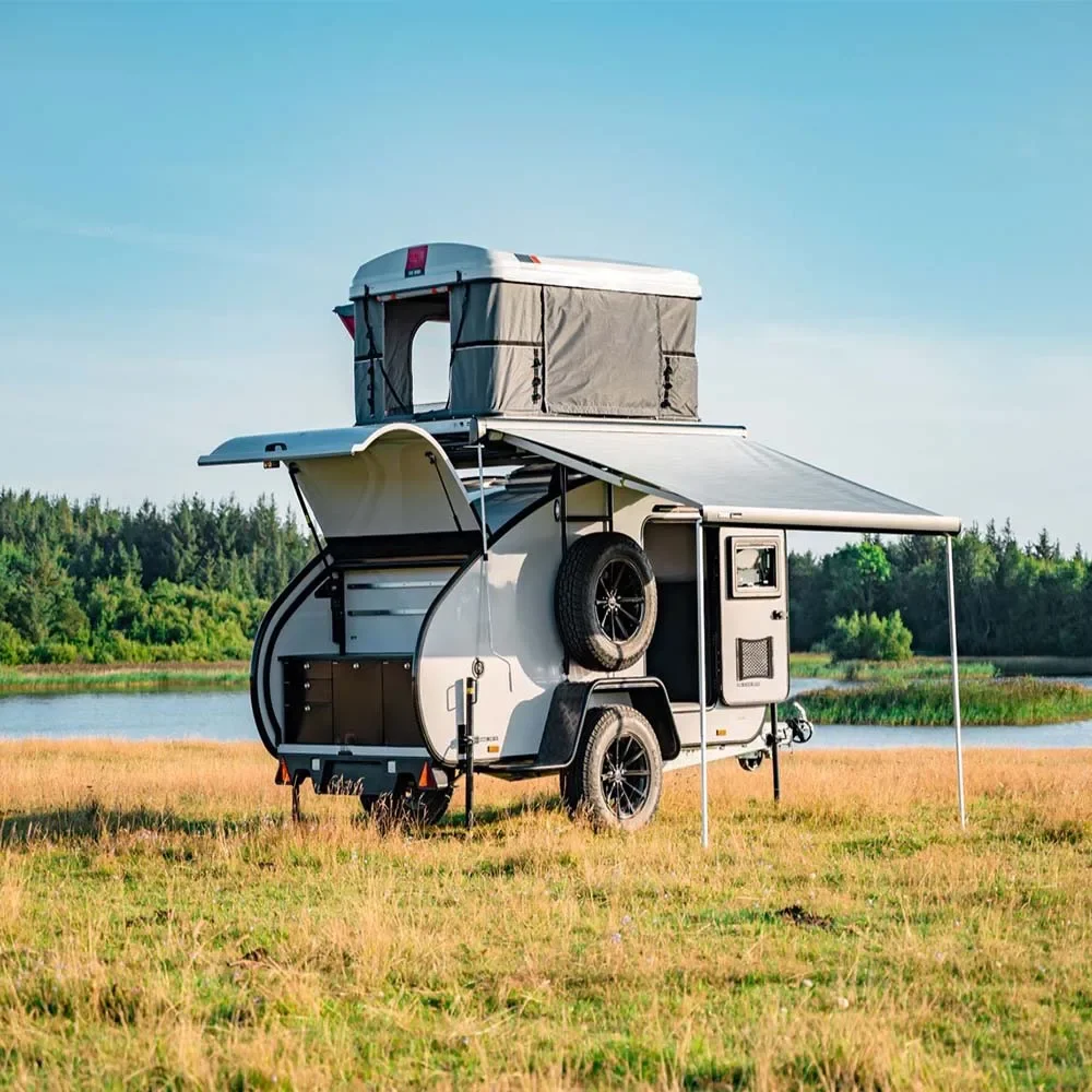 2026 2023 Customized Comfortable Off-Road Small Camper Camping Travel Trailer with Tent for Sale