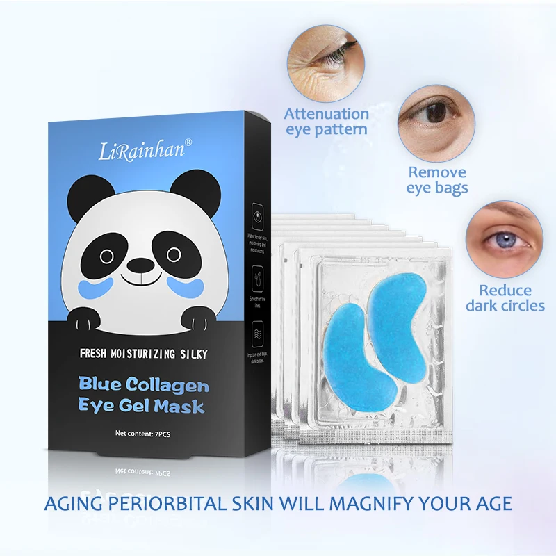 7Pairs/14PCs Individual Pack Blue Ocean Mineral Collagen Eye Gel Mask Reduce Fatigue Eye Bags and Dark Circles Soothing Moisturizing