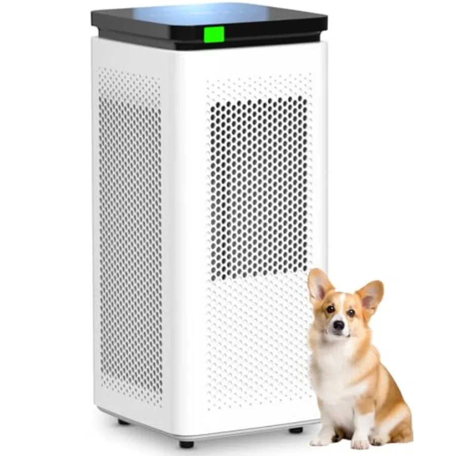 

Home air purifier for large rooms up to 3500 ft, H13 True HEPA + activated carbon filter, white, 99.97 0.1-micron filtration, 2