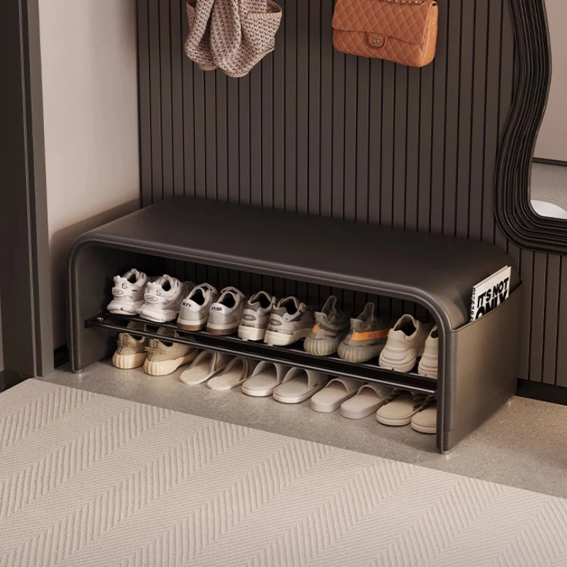 

‌Modern Entryway Bench with Shoe Storage, Upholstered Hallway Seat, Slim Bedroom Ottoman, Stylish Home Decor Accent