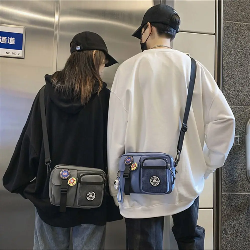 

Модная быстросохнущая парусиновая сумка на плечо Harajuku, портативная мужская сумка через плечо, однотонная сумка для мобильного телефона, уличная сумка