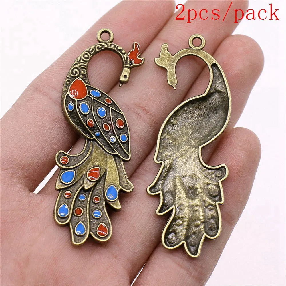 Luzem Charms do tworzenia biżuterii zestaw wisiorek Diy biżuteria akcesoria pawie Charms — zdjęcie 3
