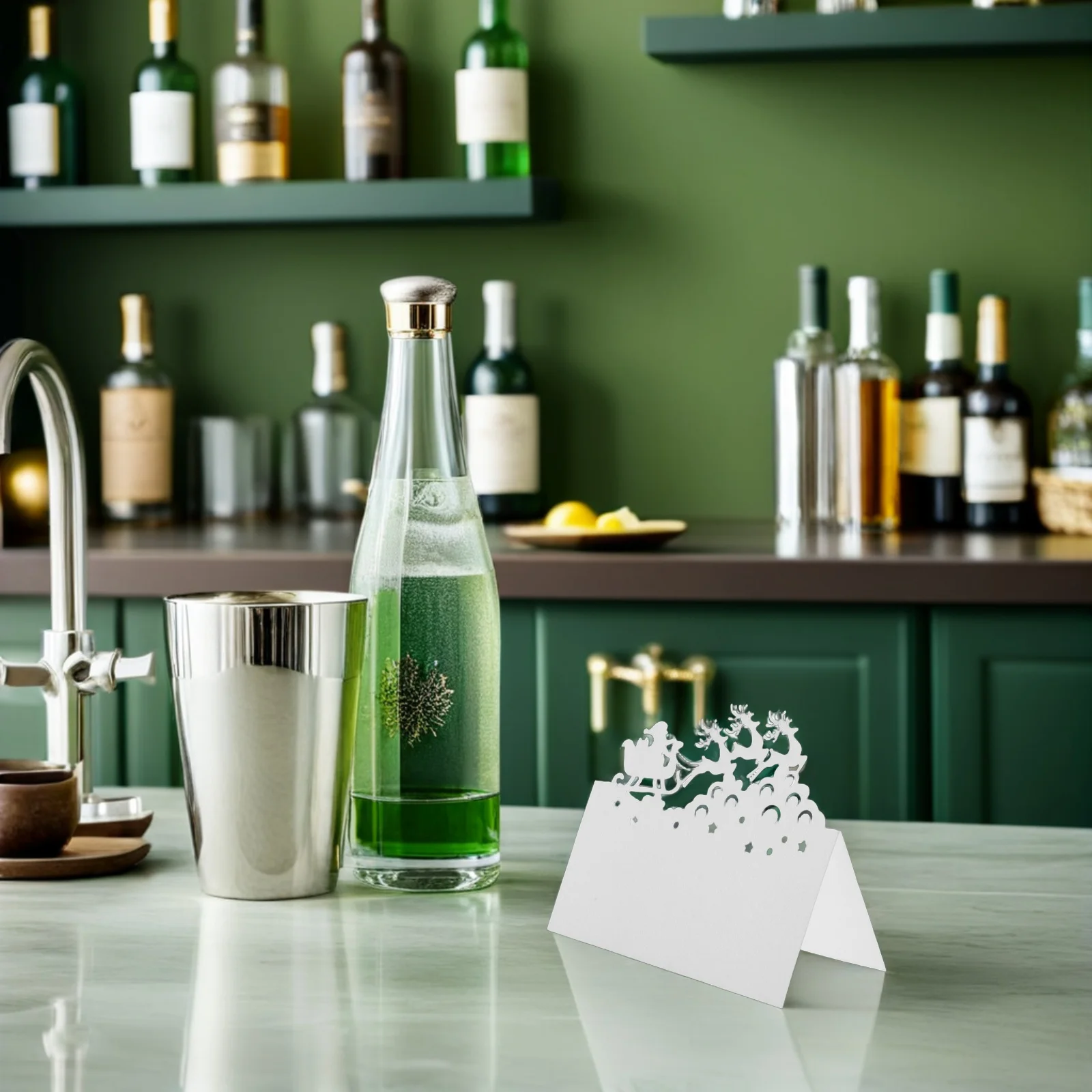 

50 шт., рождественские настольные карточки с вырезом в виде оленя, праздничные вечерние карточки для сидения, пустые рукописные карточки для свадебного мероприятия